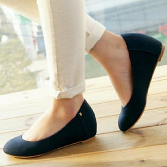 Yesstyle Navy Blue Hidden Wedge Flats - Picture 1 of 6